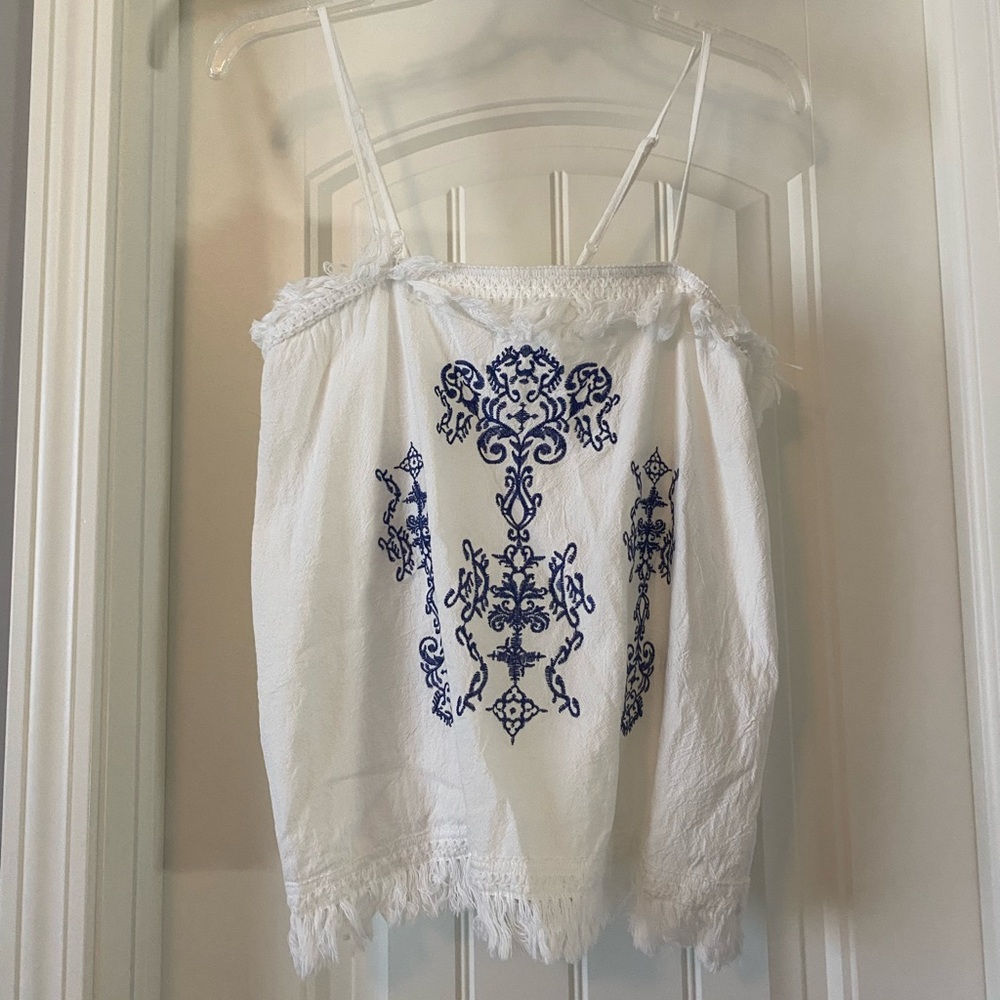 Boho Fringe Embroidered Tank